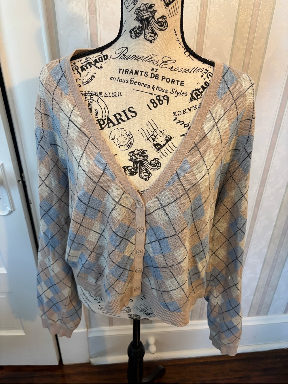 torrid Argyle V-Neck Cropped Button Cardigan